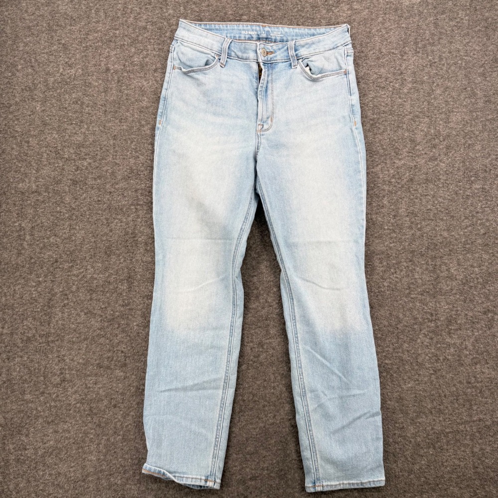 Old Navy Wow Straight Jeans Womens 8 Short Light Wash High Rise Blue Denim